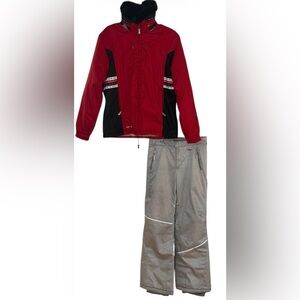 Spyder Snowboard/Ski 2 Piece Jacket & Pants Set Red/ Silver 14/18